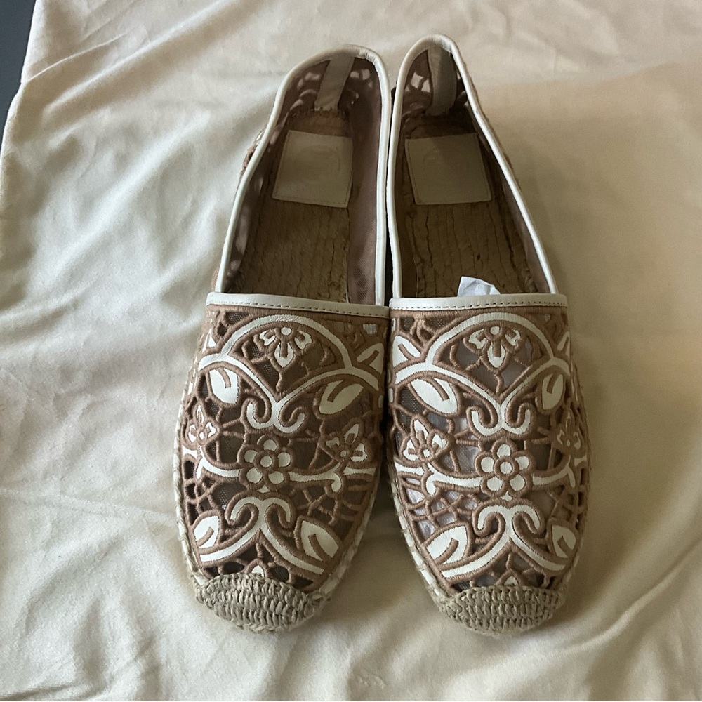 Tory Burch Cream and White Espadrilles